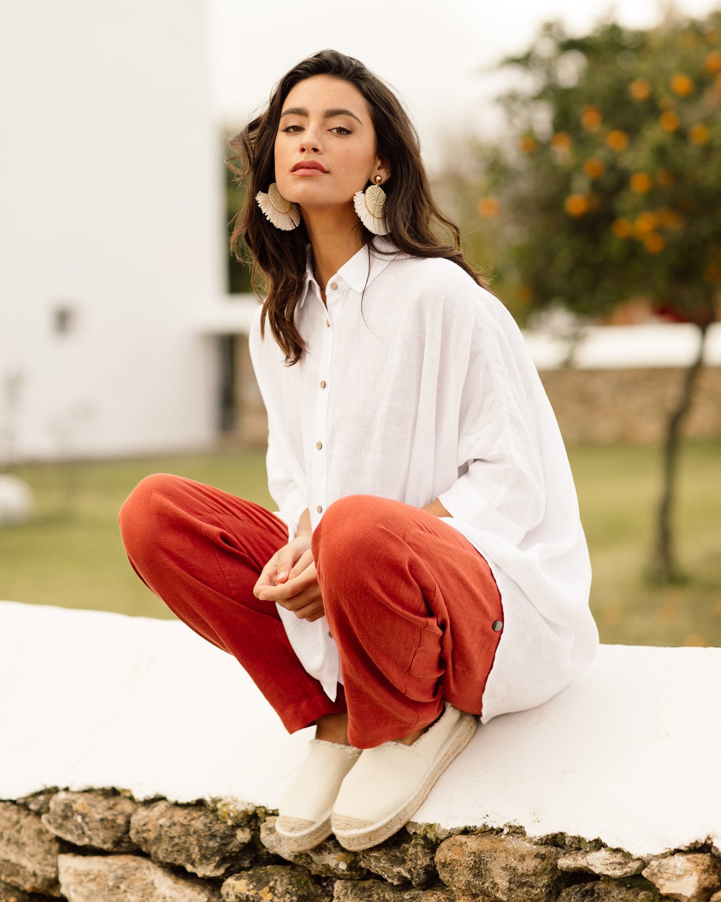 Lightweight linen shirt HANA in white - MagicLinen