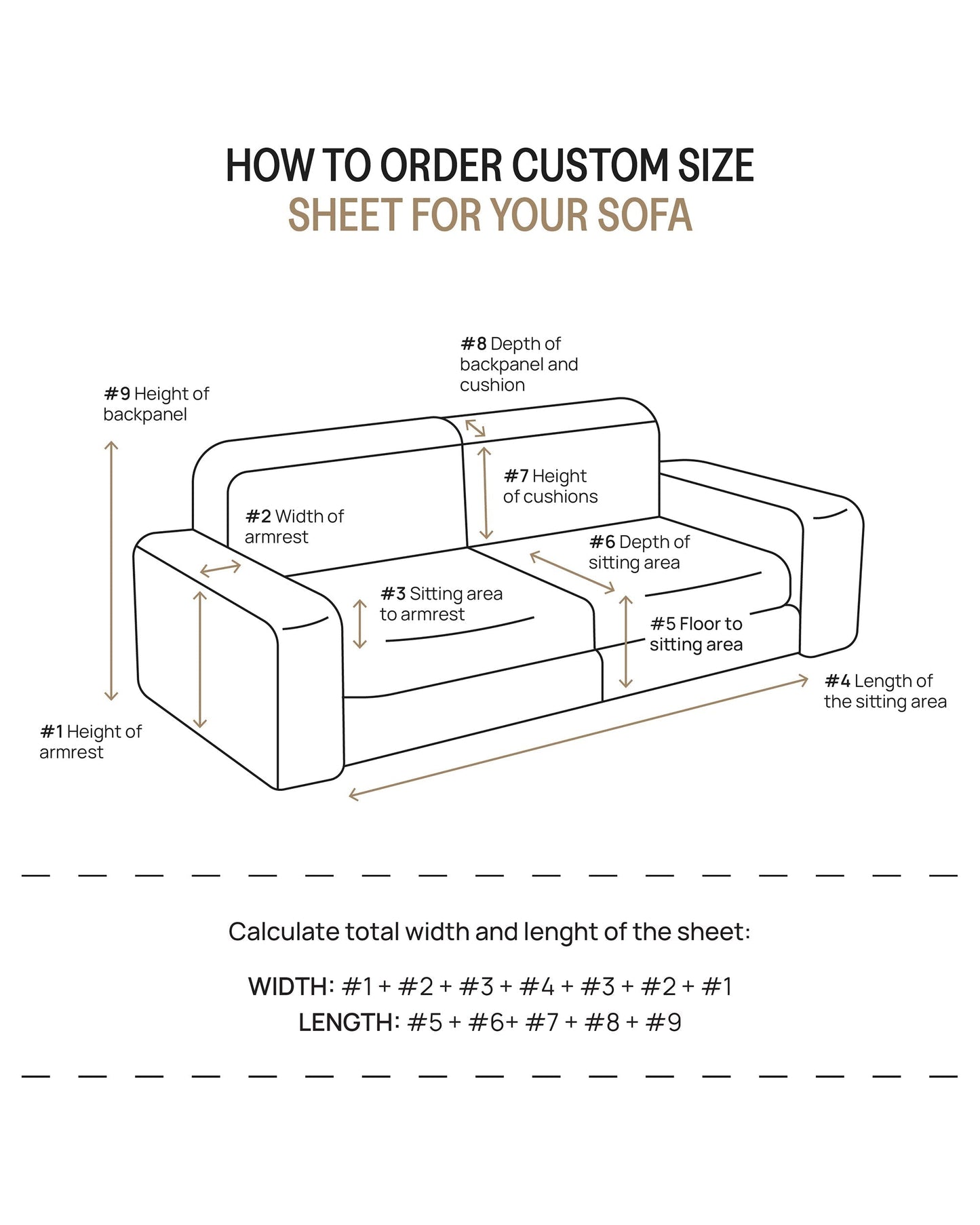 Linen couch cover in Latte - MagicLinen