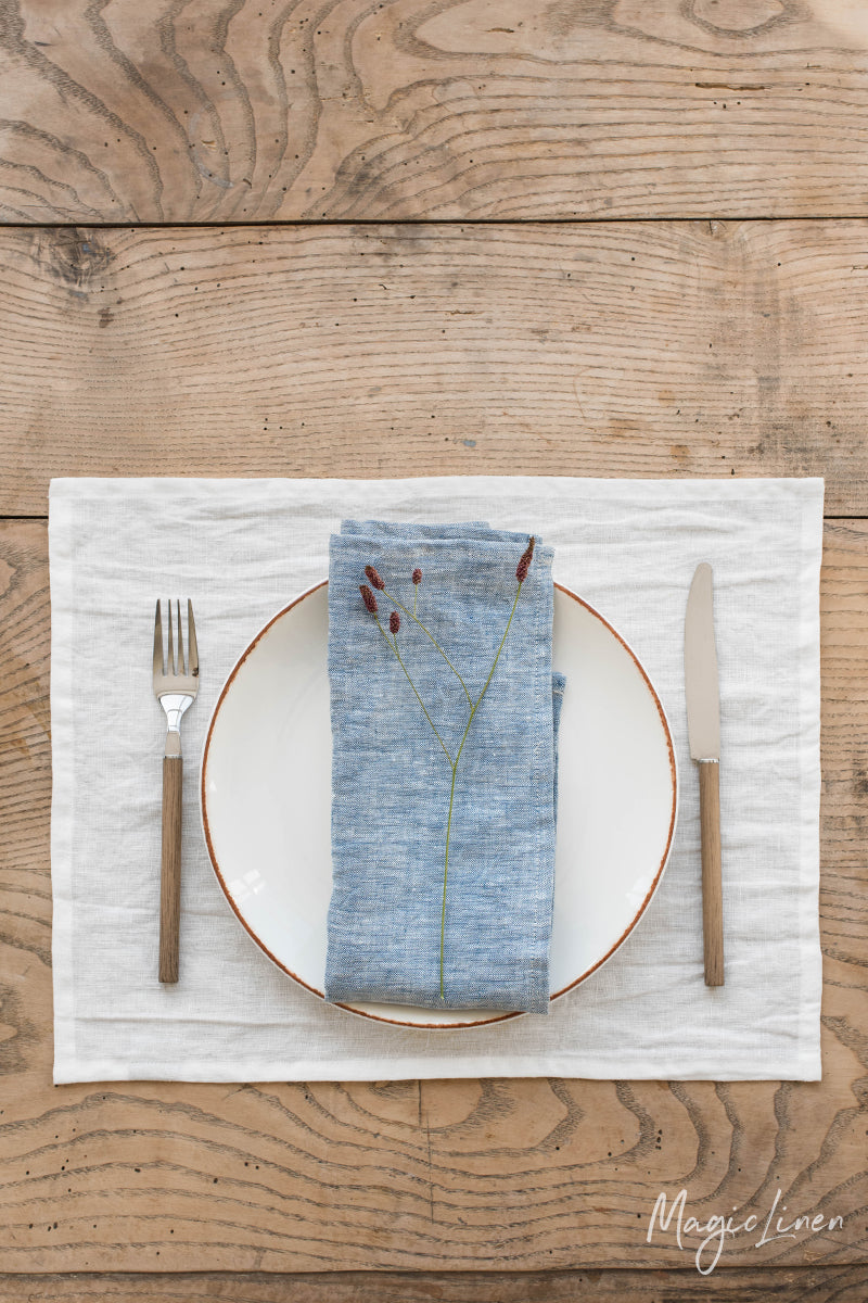 Blue melange linen napkin set of 2