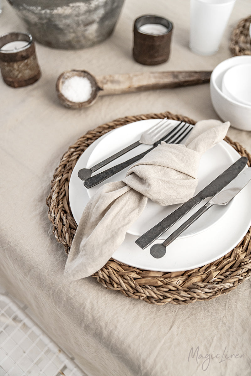 Natural linen napkin set of 2