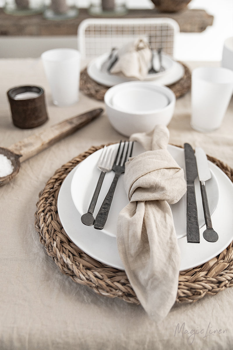 Natural linen napkin set of 2