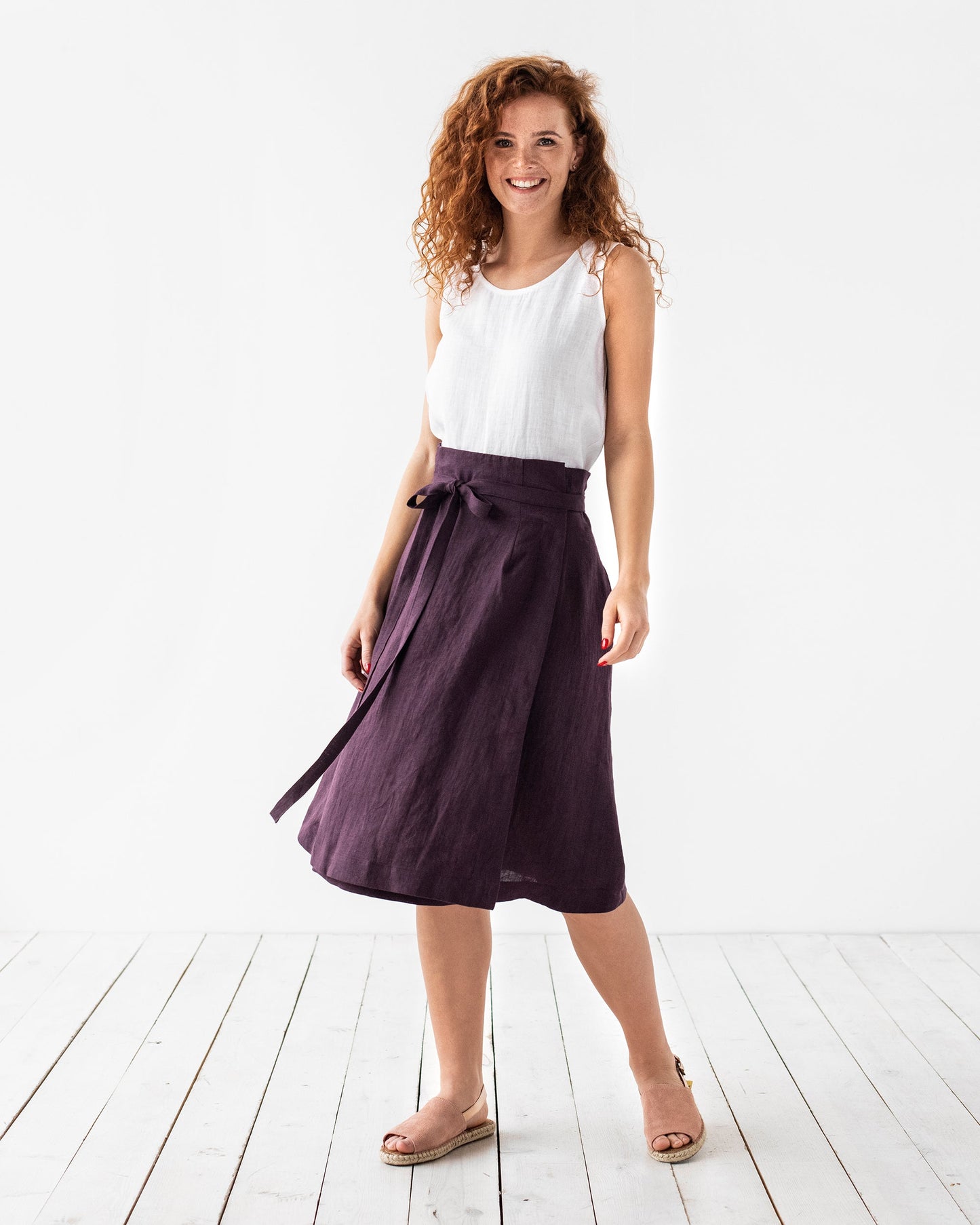 High-waist linen wrap skirt SEVILLE - MagicLinen