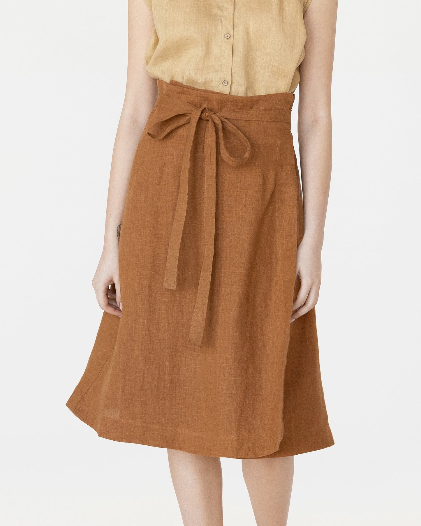 High-waist linen wrap skirt SEVILLE - MagicLinen