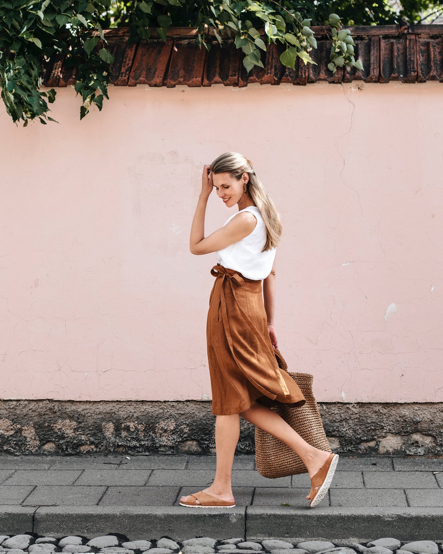 High-waist linen wrap skirt SEVILLE - MagicLinen