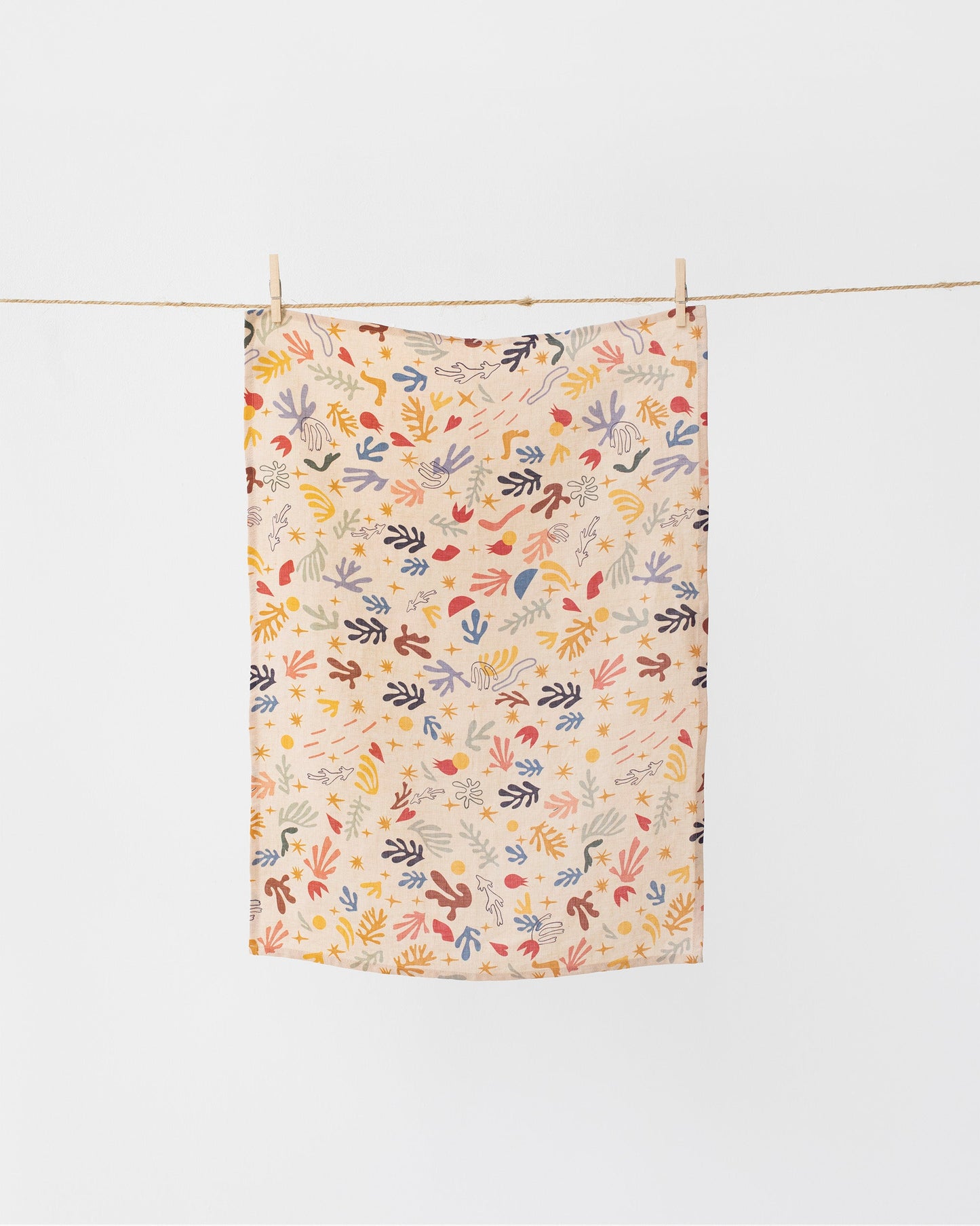 Linen Dish Towel in Abstract Print - MagicLinen