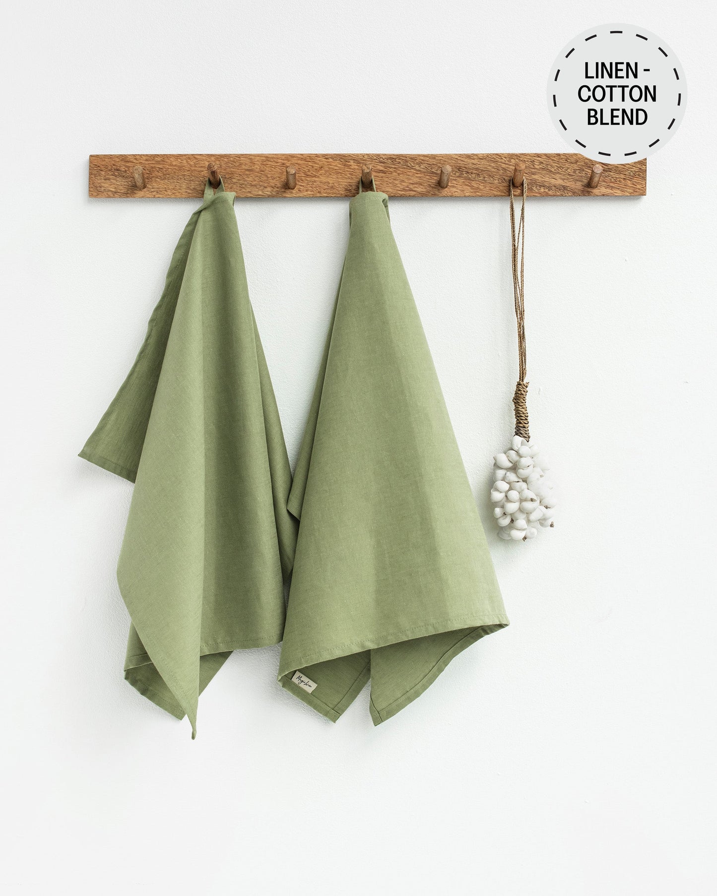 Linen-cotton tea towel in Sage - MagicLinen