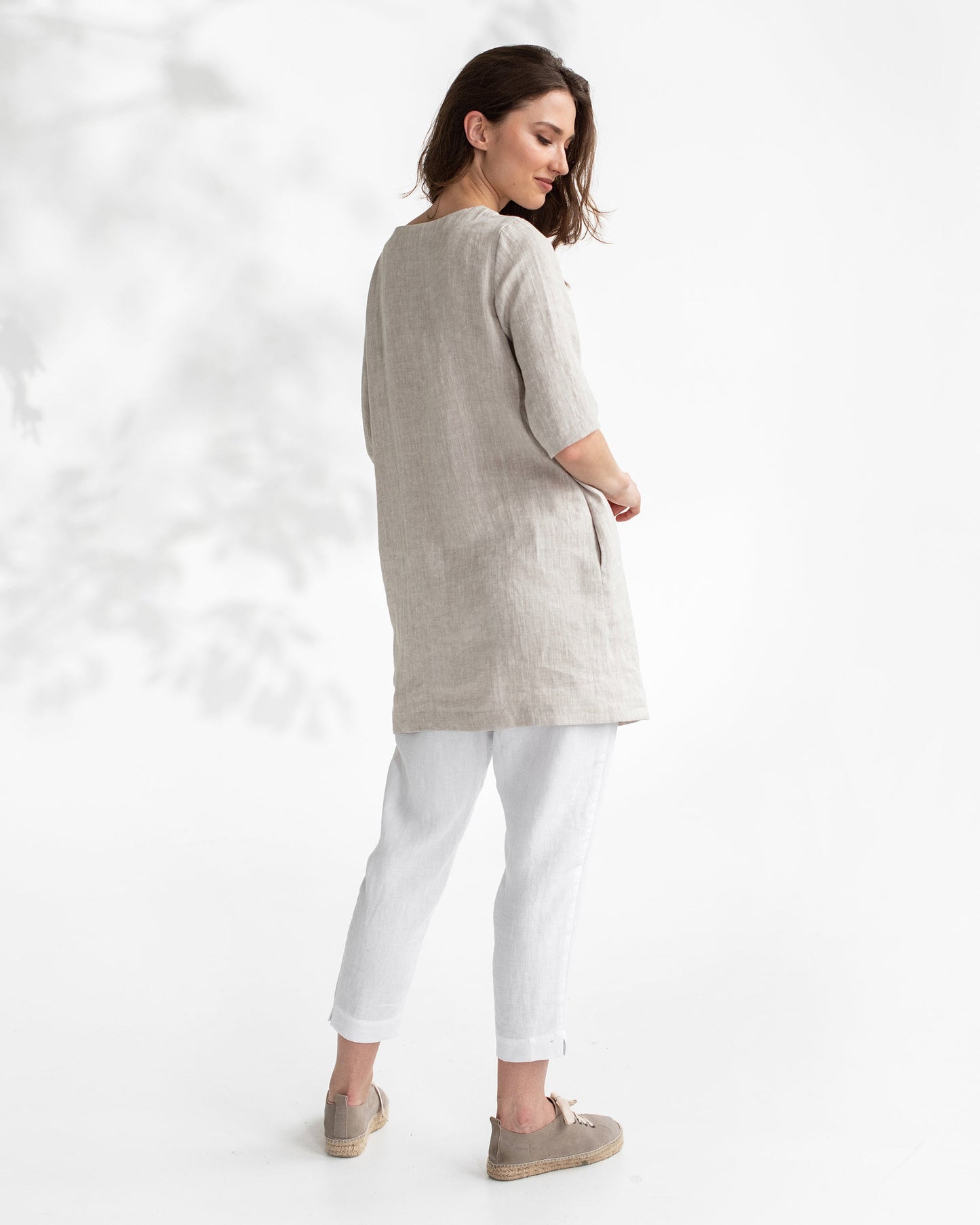 Linen tunic dress LASTRES in Natural melange - MagicLinen