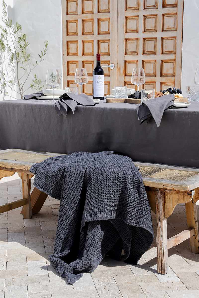Charcoal gray linen napkin set of 2
