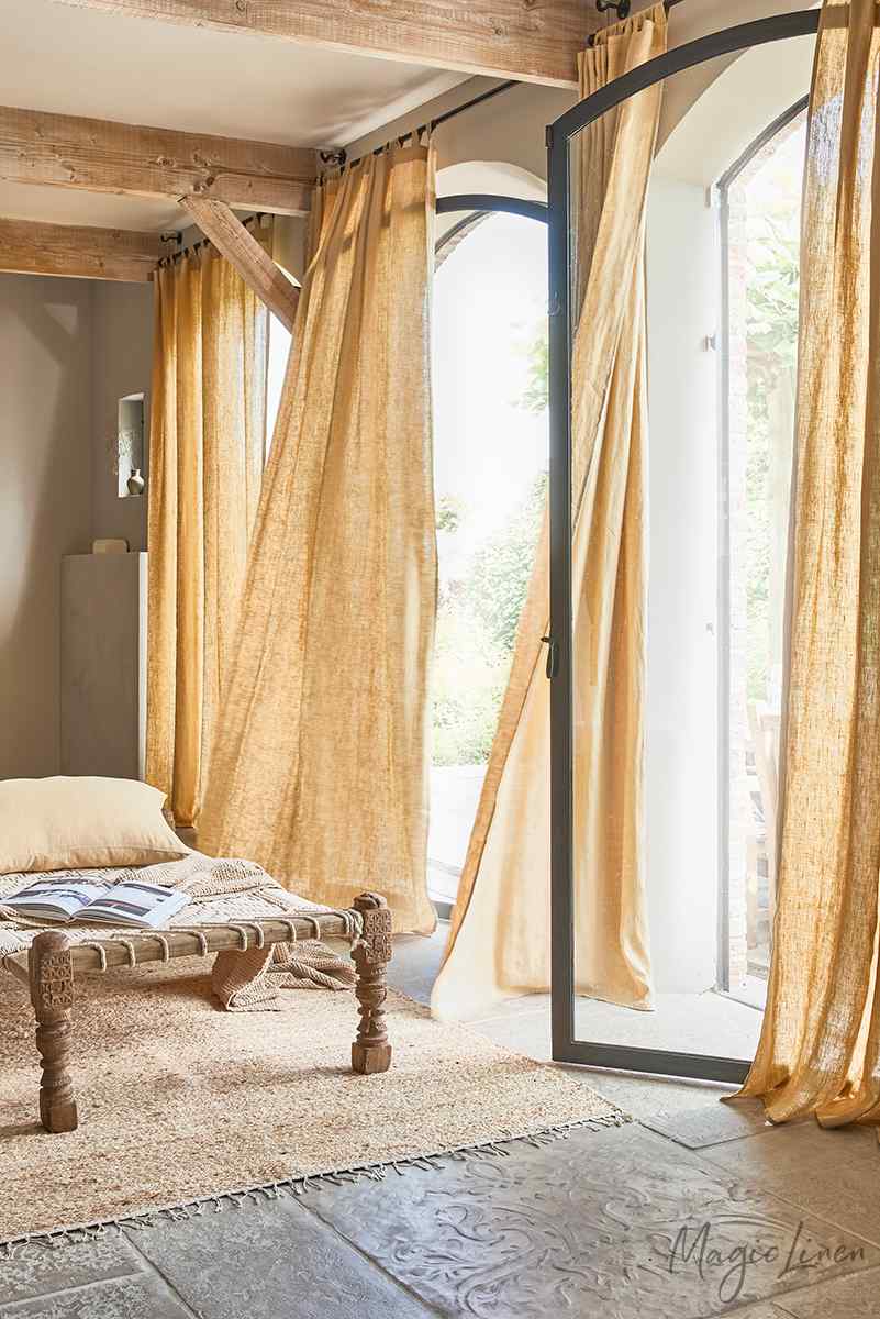 Tab top linen curtain panel (1 pcs)