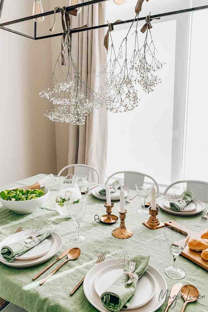 Matcha green linen napkin set of 2