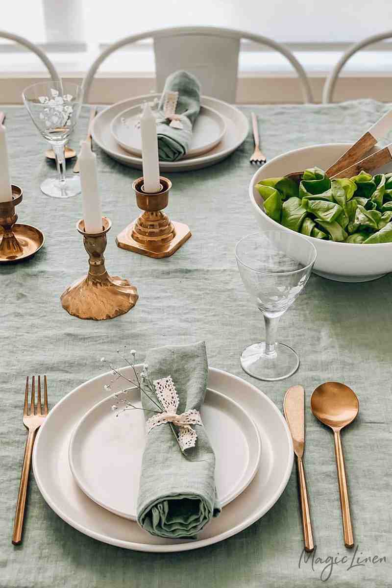 Matcha green linen napkin set of 2