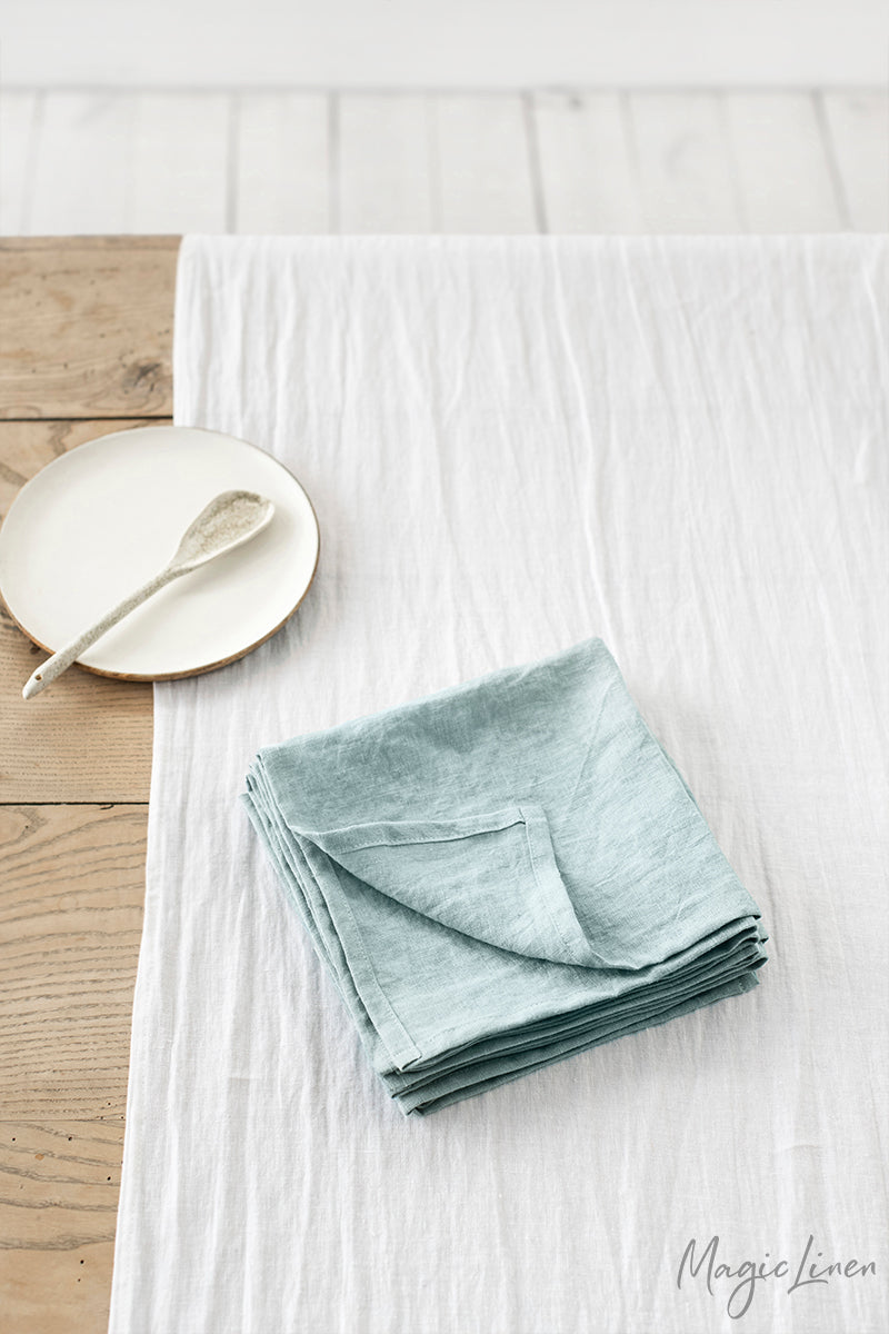 Dusty blue linen napkin set of 2