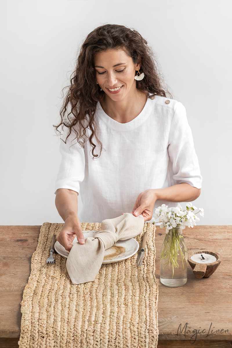 Natural linen napkin set of 2