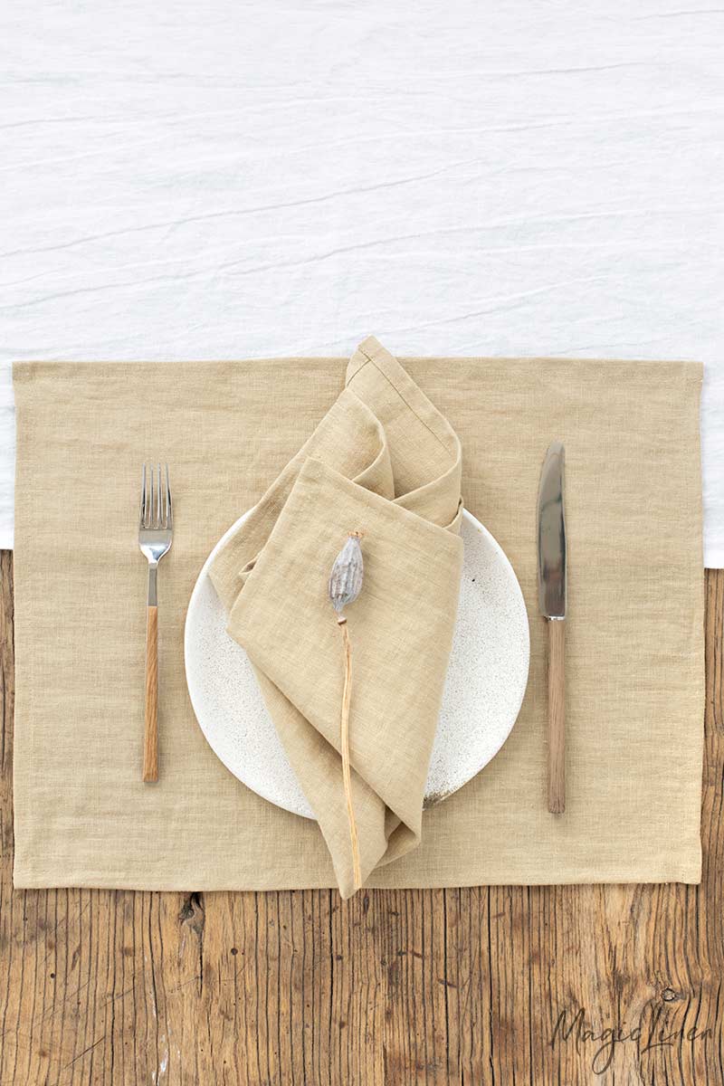 Sandy beige linen napkin set of 2