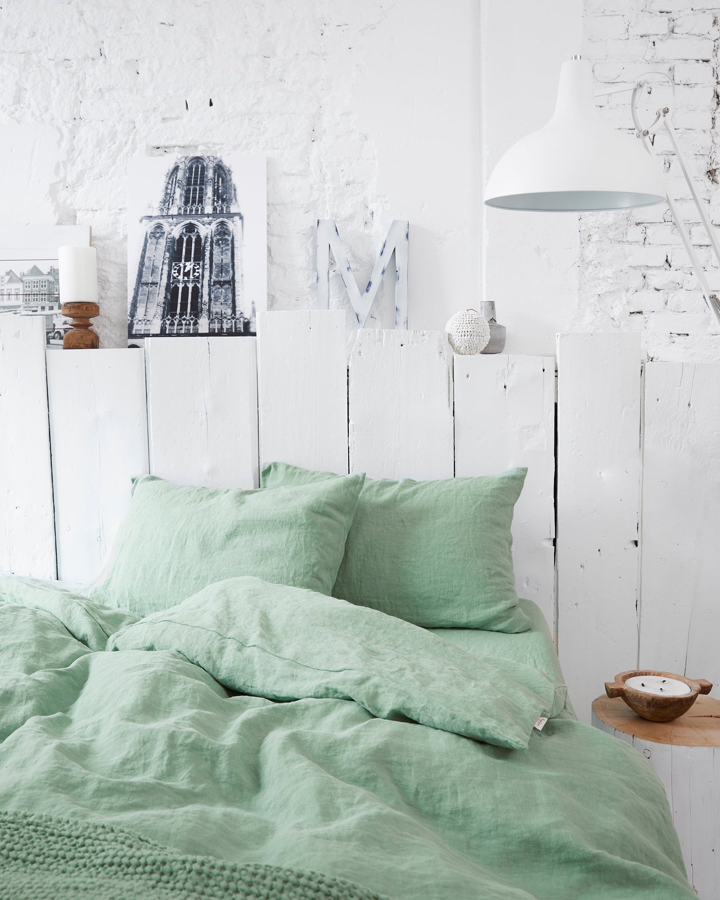 Matcha green linen duvet cover - MagicLinen