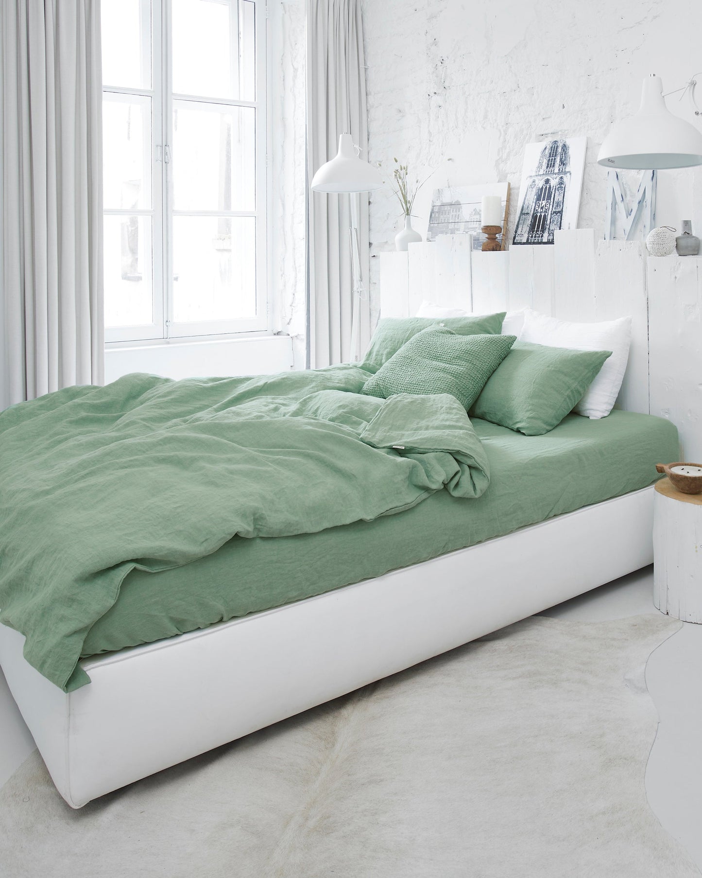 Matcha green linen duvet cover set (3 pcs) - MagicLinen