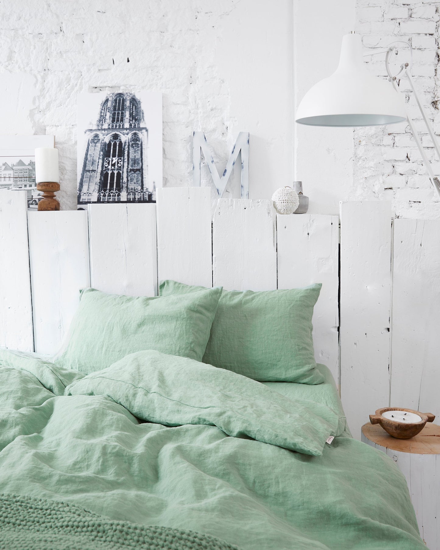 Matcha green linen duvet cover set (3 pcs) - MagicLinen