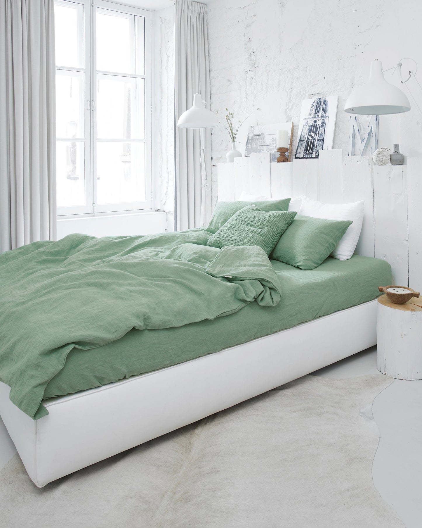 Matcha green linen pillowcase - MagicLinen