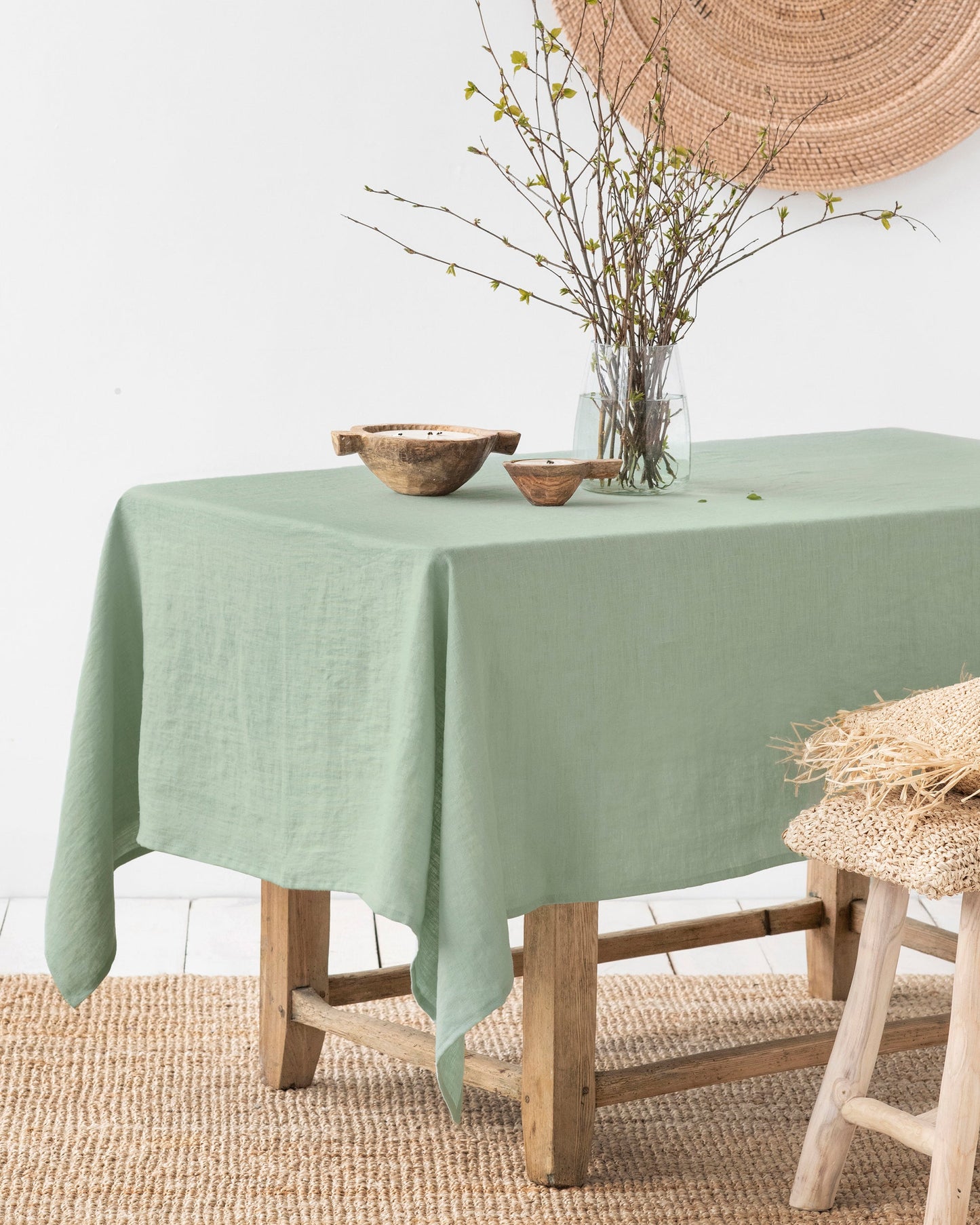 Matcha green linen tablecloth - MagicLinen