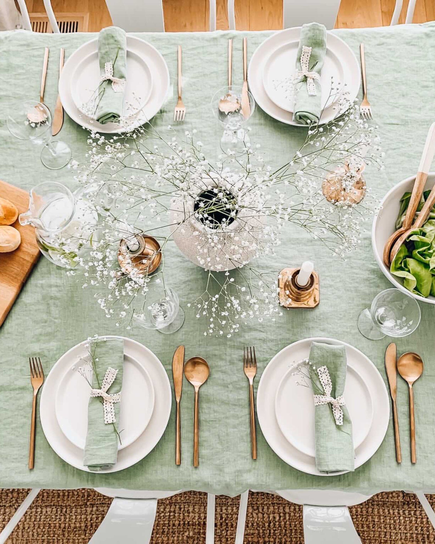 Matcha green linen tablecloth - MagicLinen