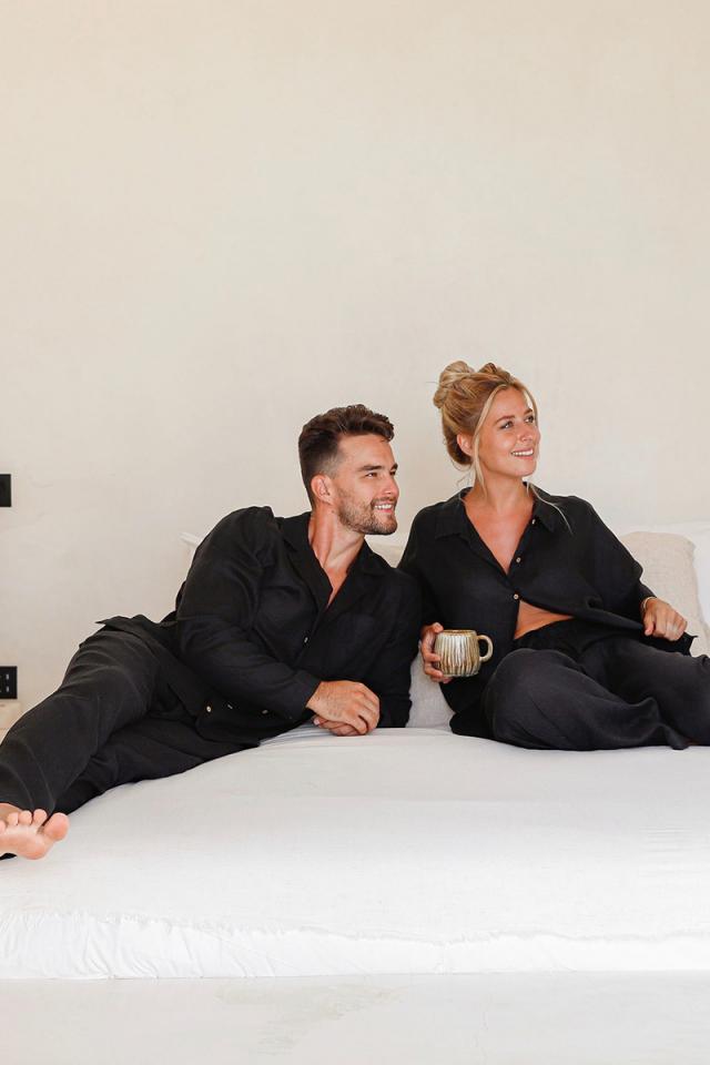 Men's Linen Pajama Set VIGO in Black