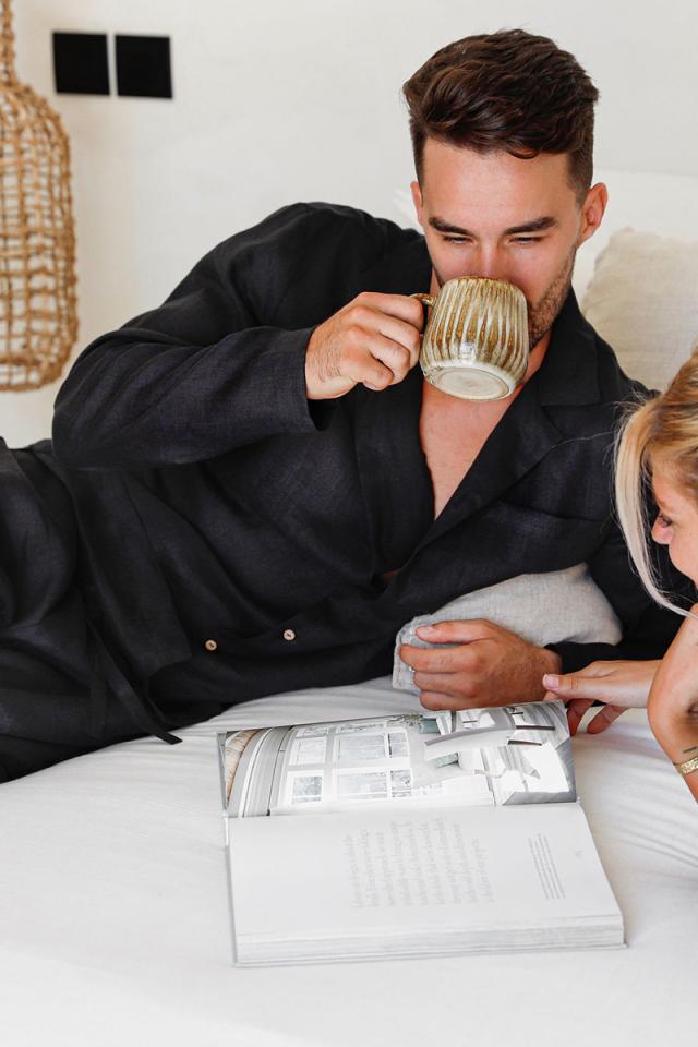 Men's Linen Pajama Set VIGO in Black