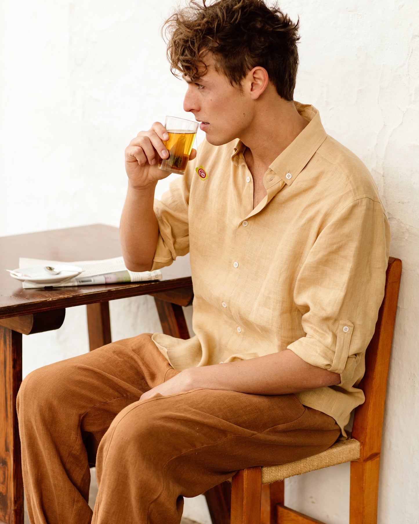 Men's linen pants TRUCKEE in cinnamon - MagicLinen