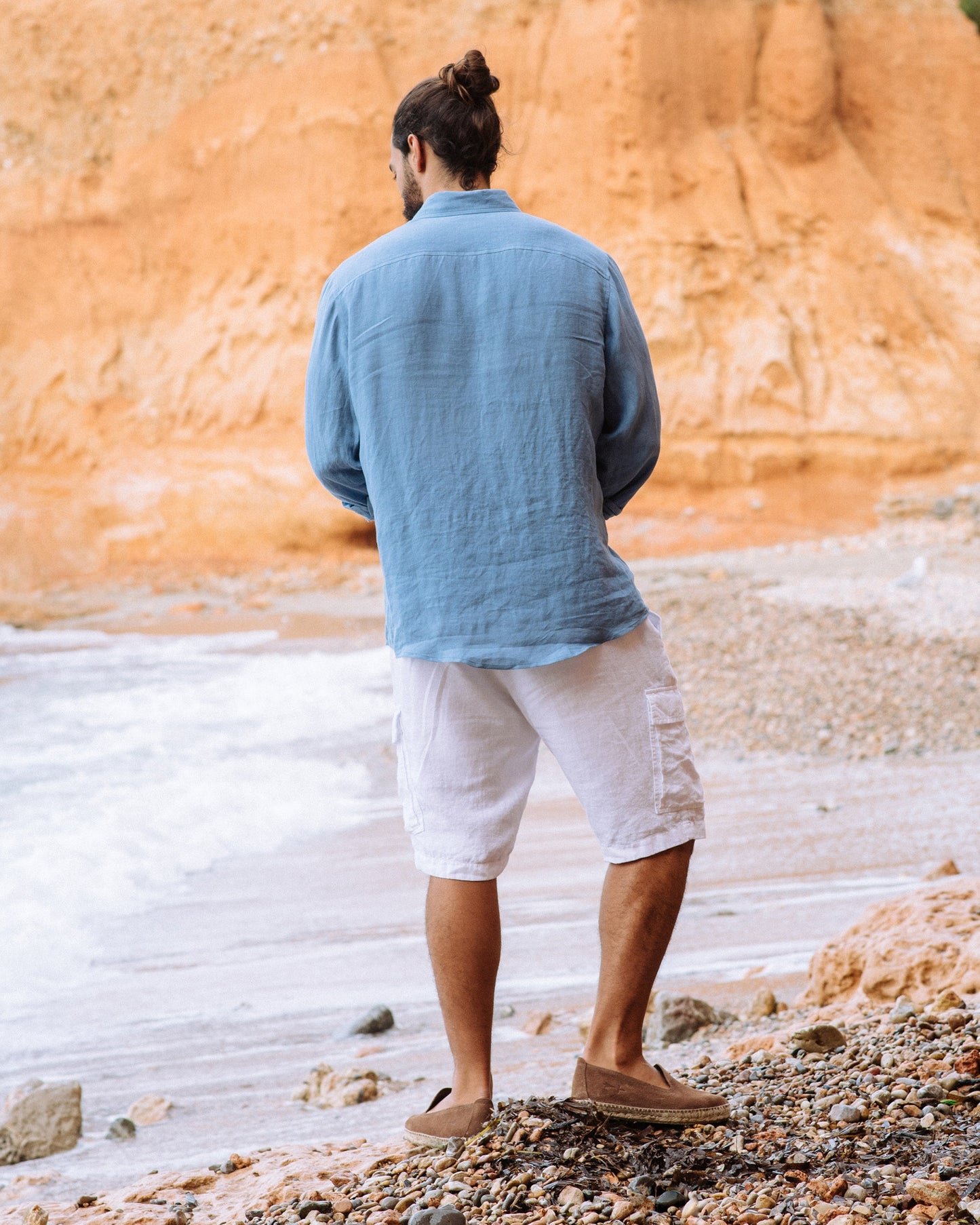 Men's linen shirt NEVADA in Ocean blue
