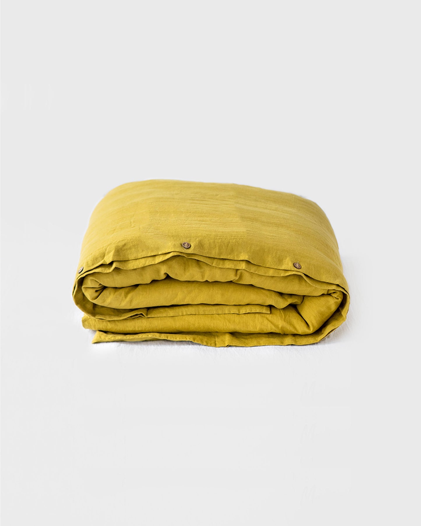 Moss yellow linen duvet cover - MagicLinen
