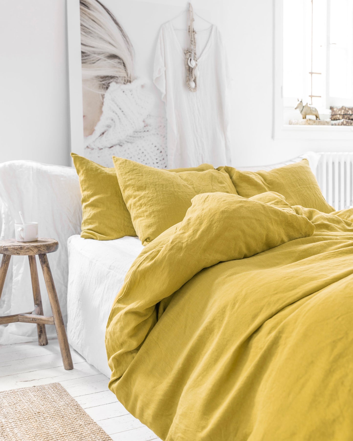 Moss yellow linen pillowcase - MagicLinen