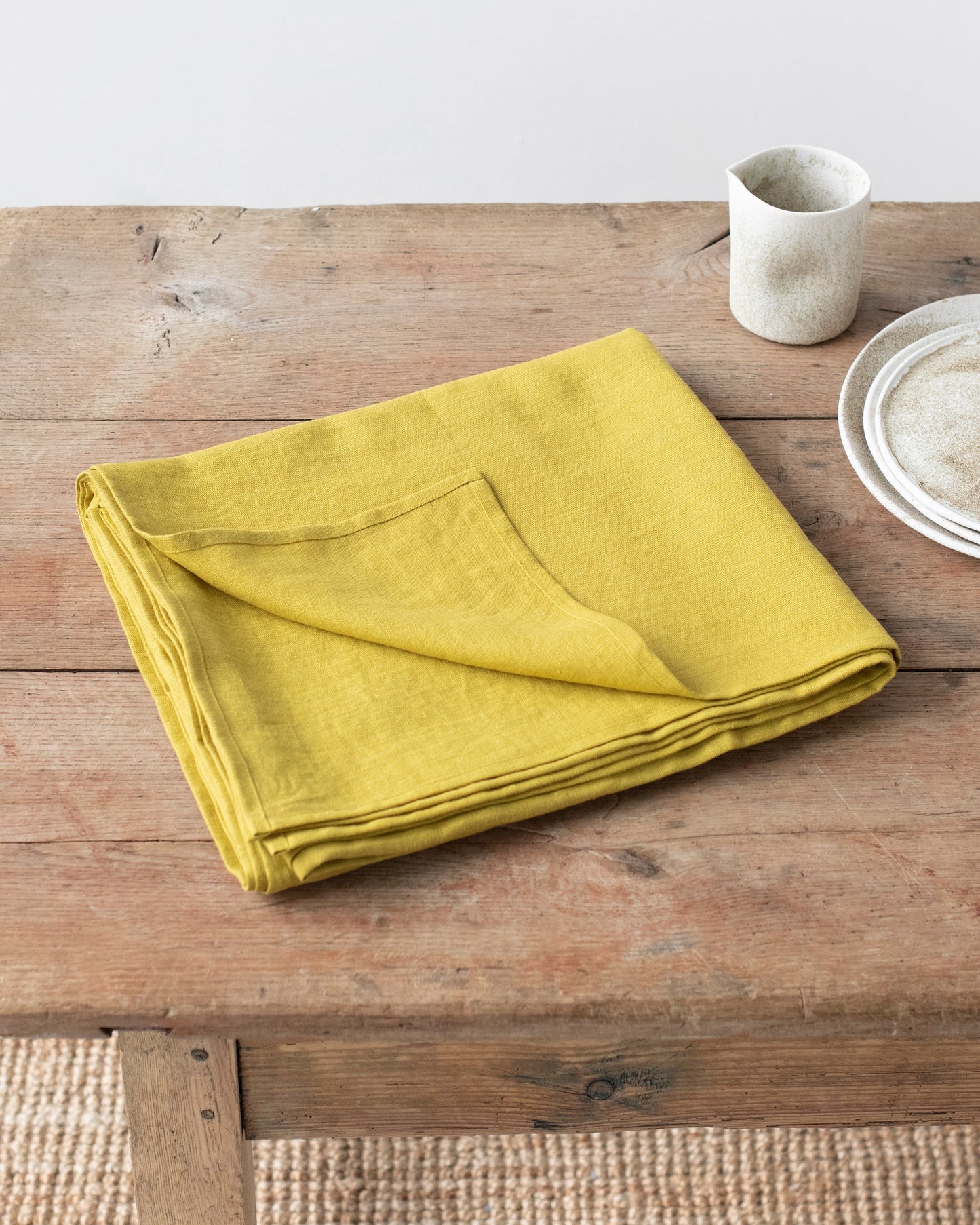 Moss Yellow Linen tablecloth - MagicLinen