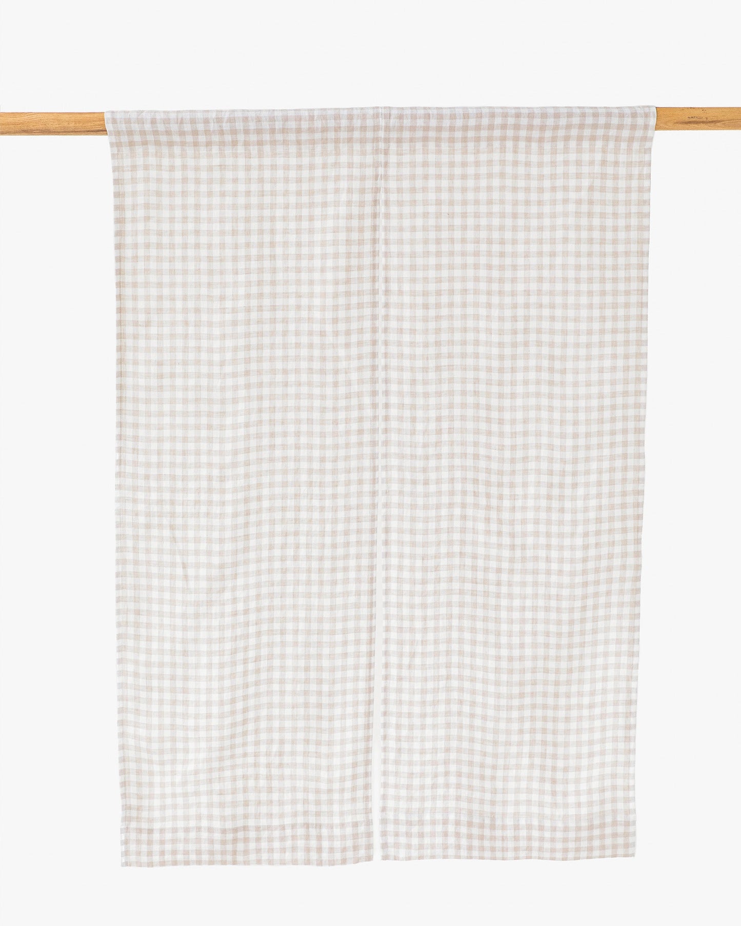Linen noren curtains (1 pcs) in Natural gingham - MagicLinen