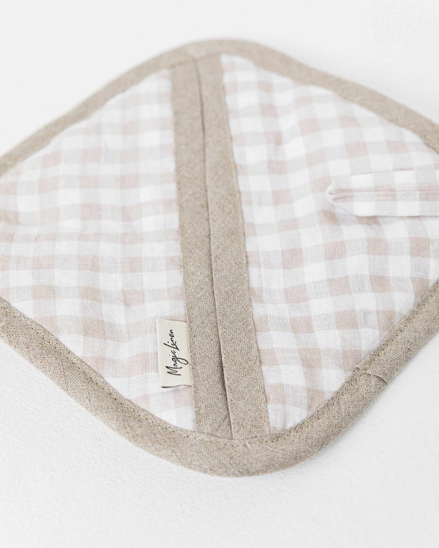 Linen pot-holder (1 pcs) in Natural gingham - MagicLinen