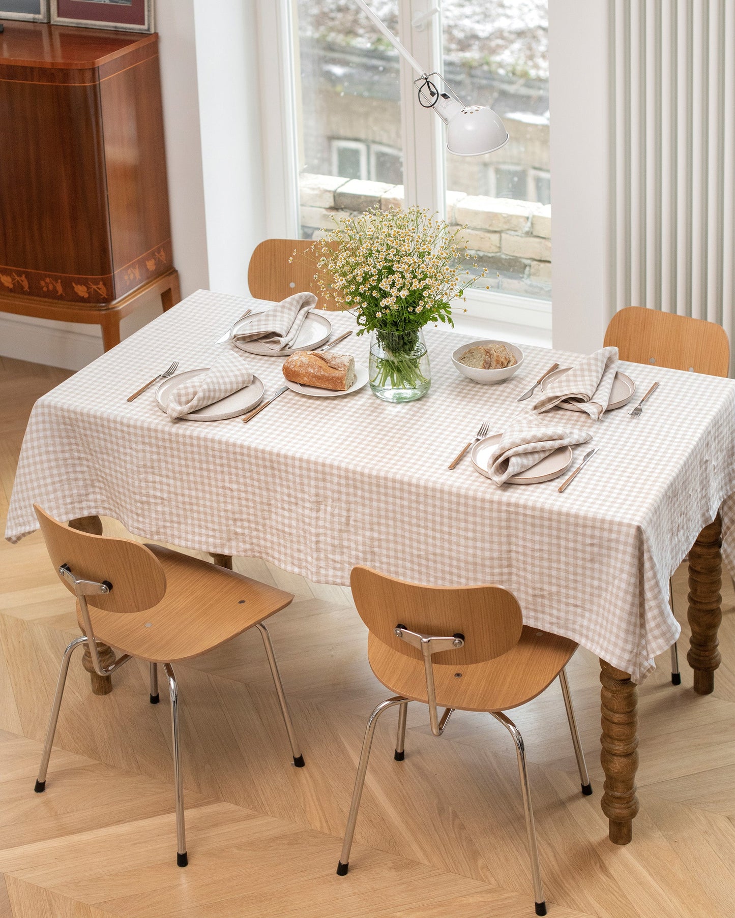 Natural gingham linen napkin set of 2 - MagicLinen