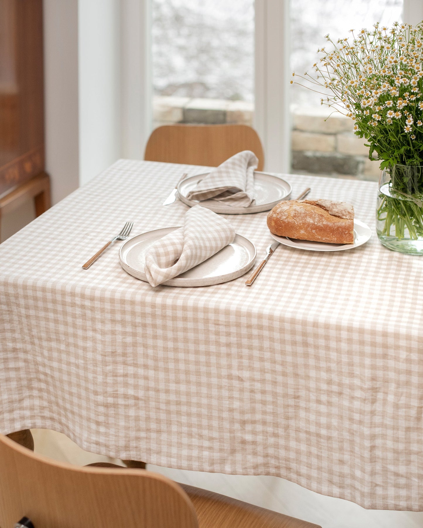 Natural gingham linen napkin set of 2 - MagicLinen
