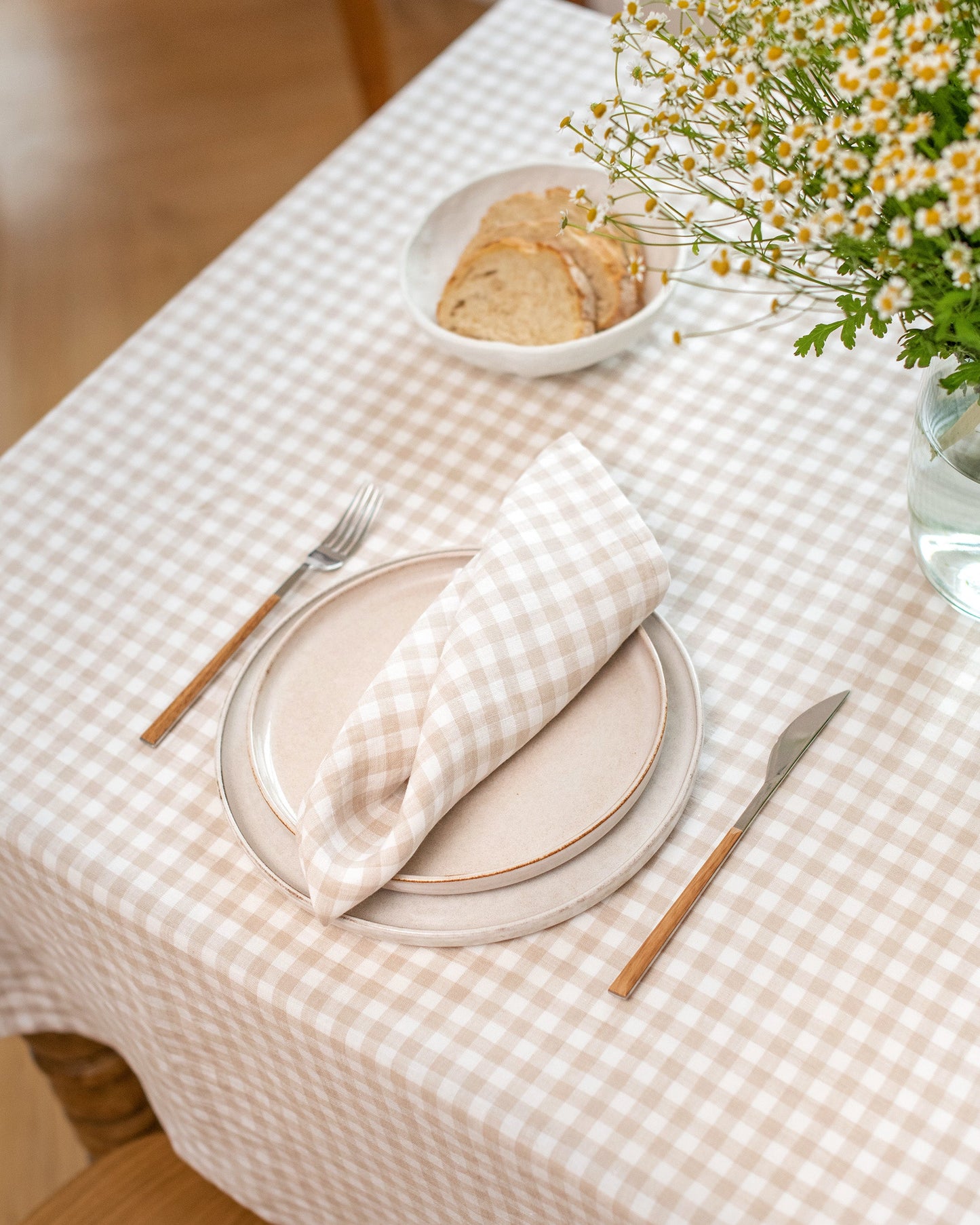 Natural gingham linen napkin set of 2 - MagicLinen