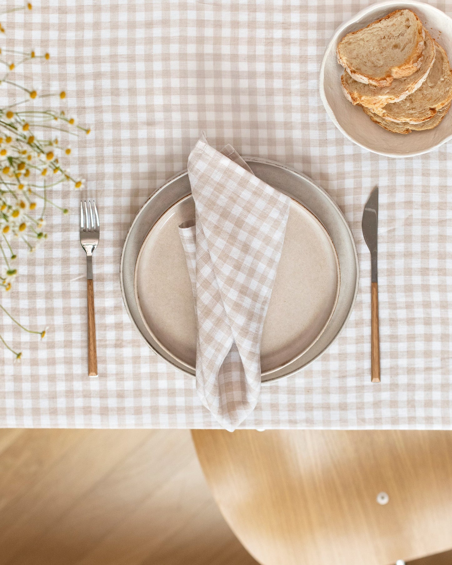 Natural gingham linen napkin set of 2 - MagicLinen