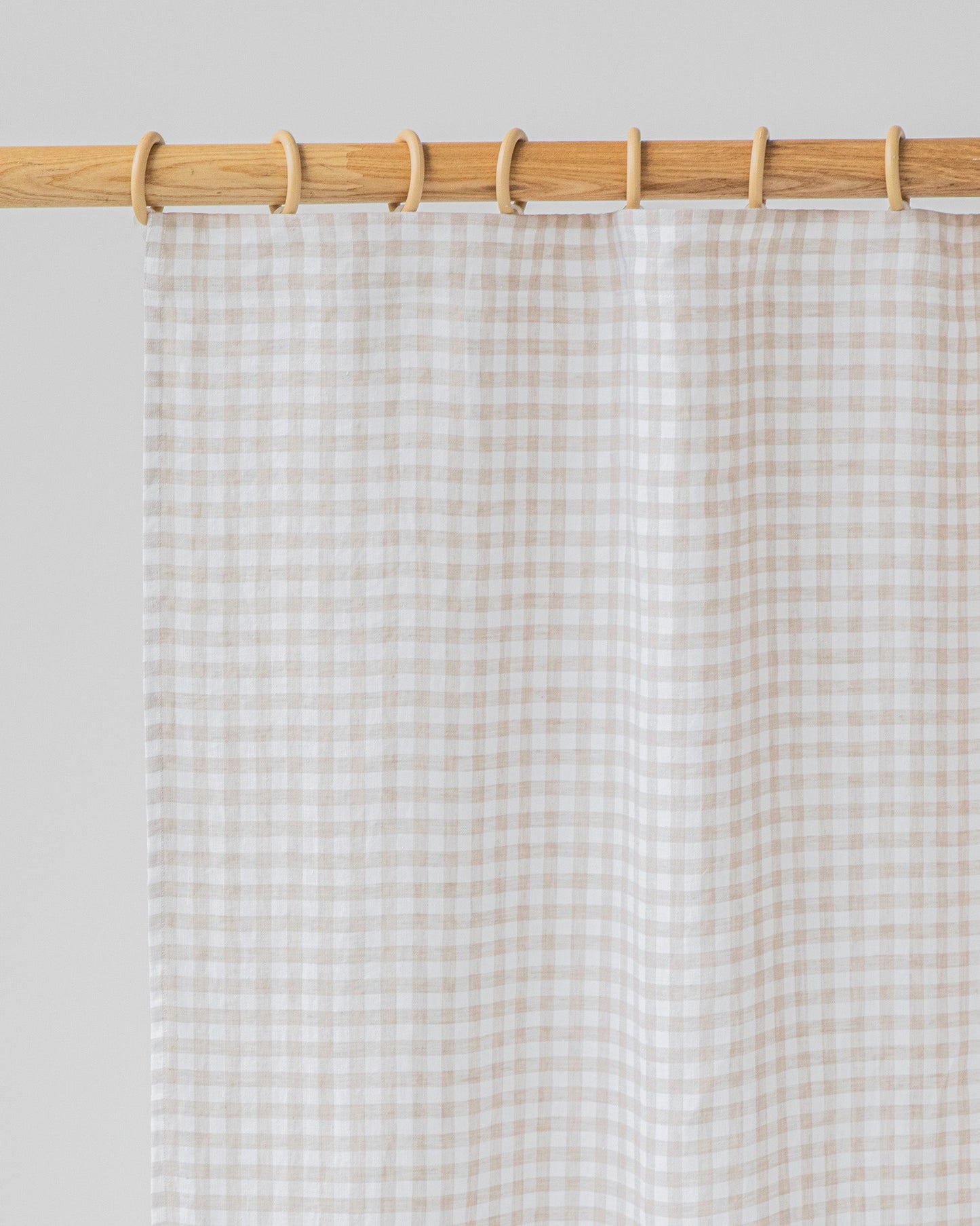 Pencil pleat linen curtain panel (1 pcs) in Natural gingham - MagicLinen