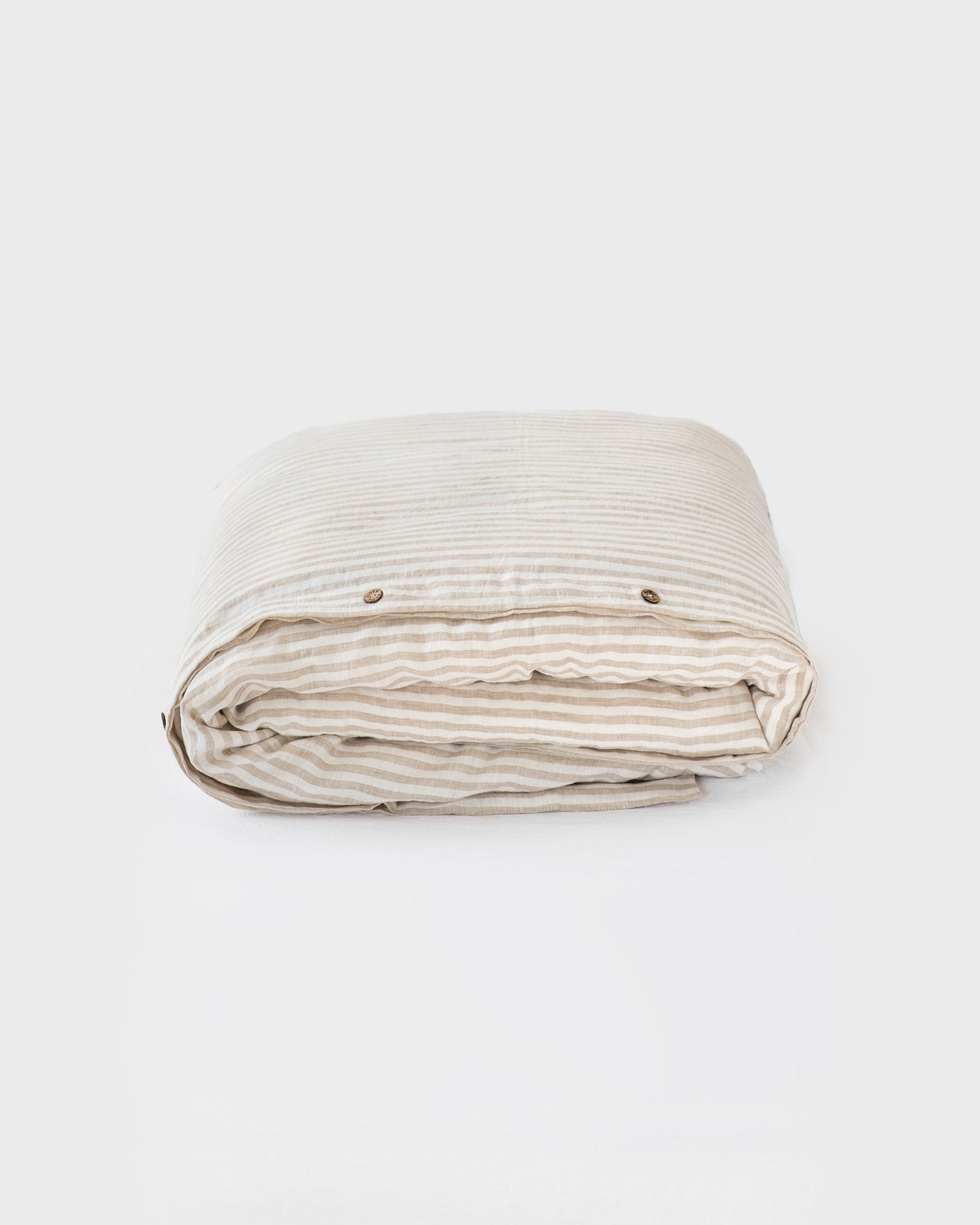 Striped in natural linen duvet cover - MagicLinen