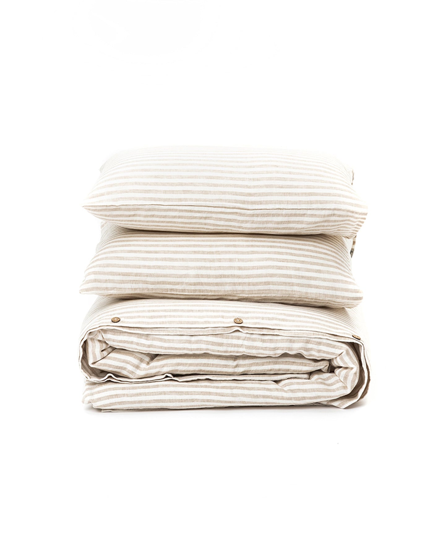 Striped in natural linen duvet cover set (3 pcs) - MagicLinen
