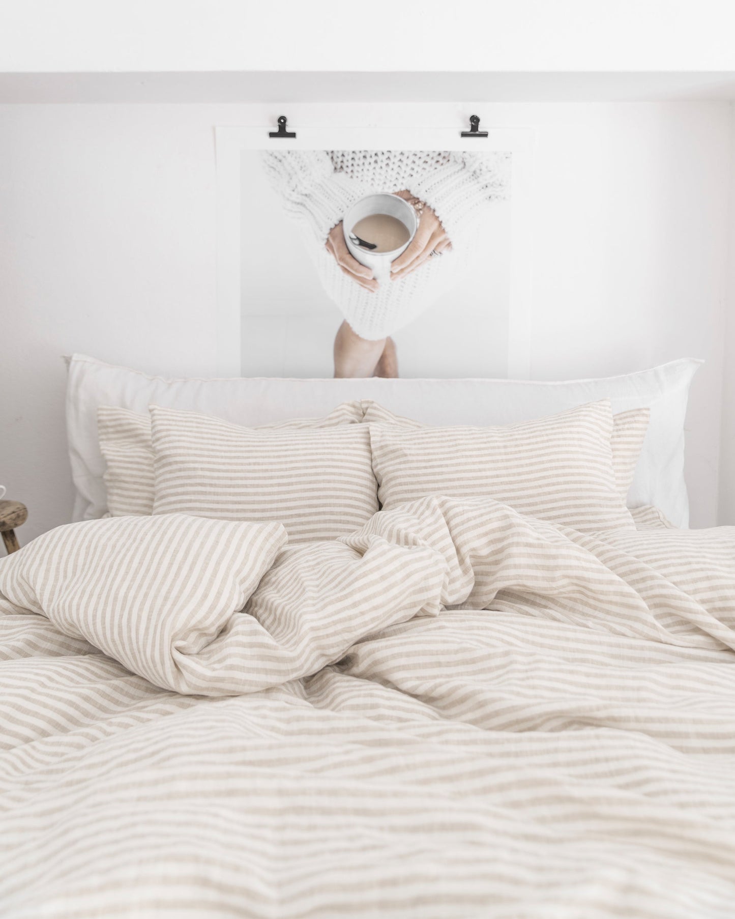 Striped in natural linen pillowcase - MagicLinen