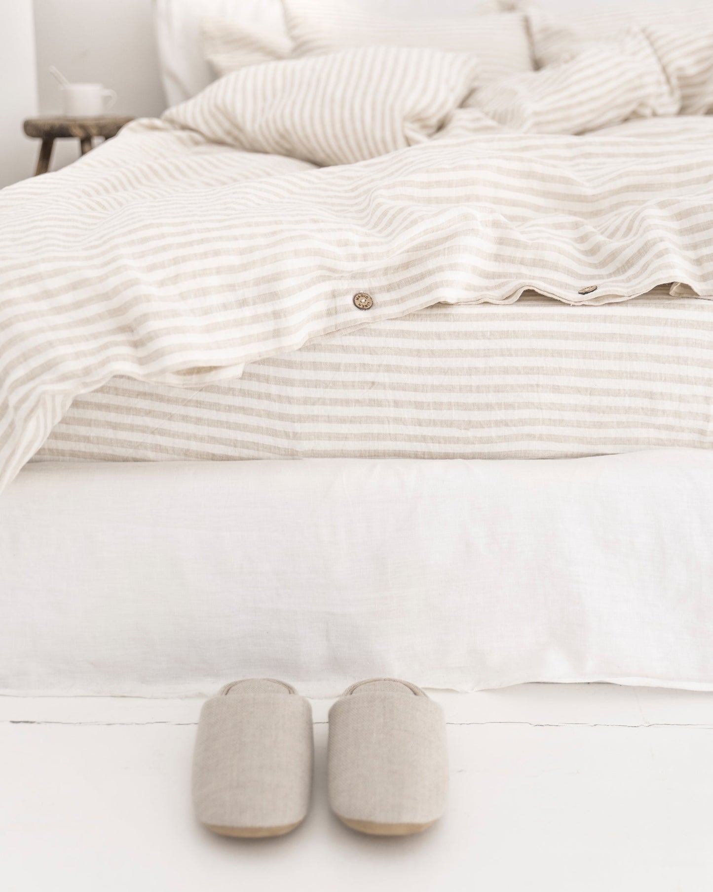 Striped in natural linen pillowcase - MagicLinen
