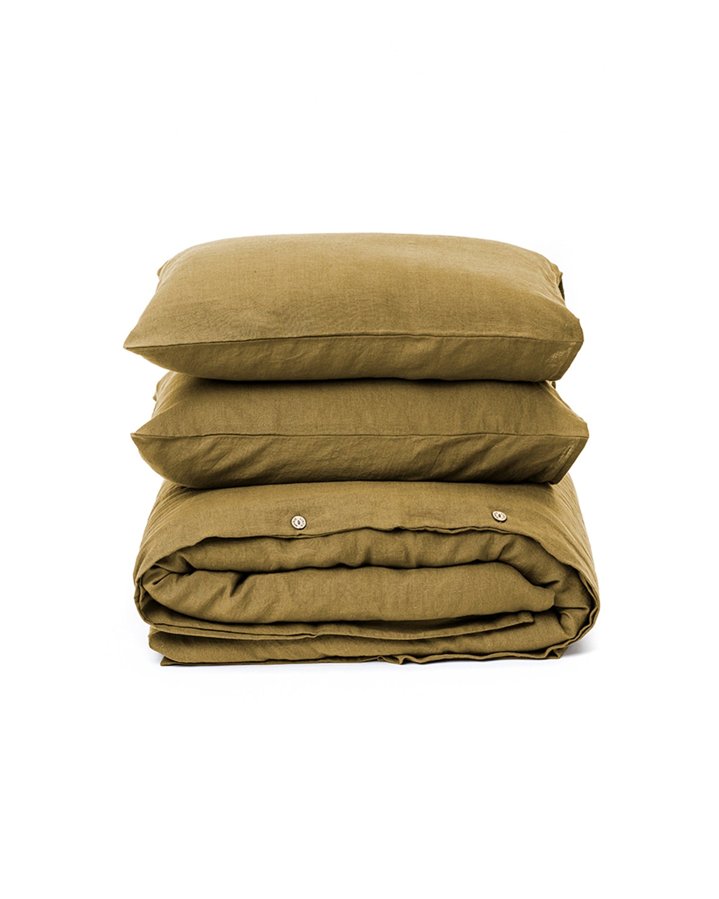 Olive green linen duvet cover set (3 pcs) - MagicLinen
