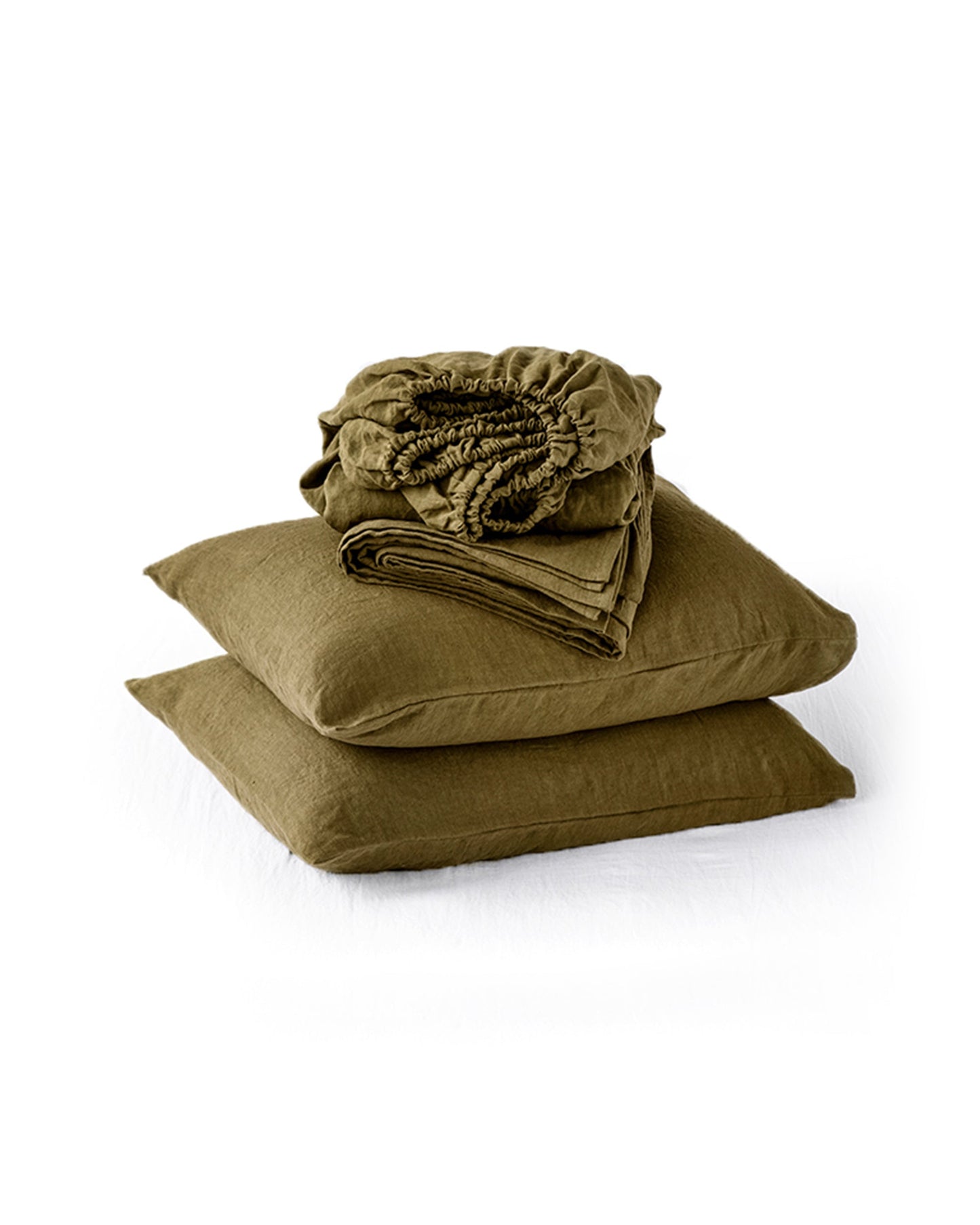 Olive green linen sheet set (4 pcs) - MagicLinen