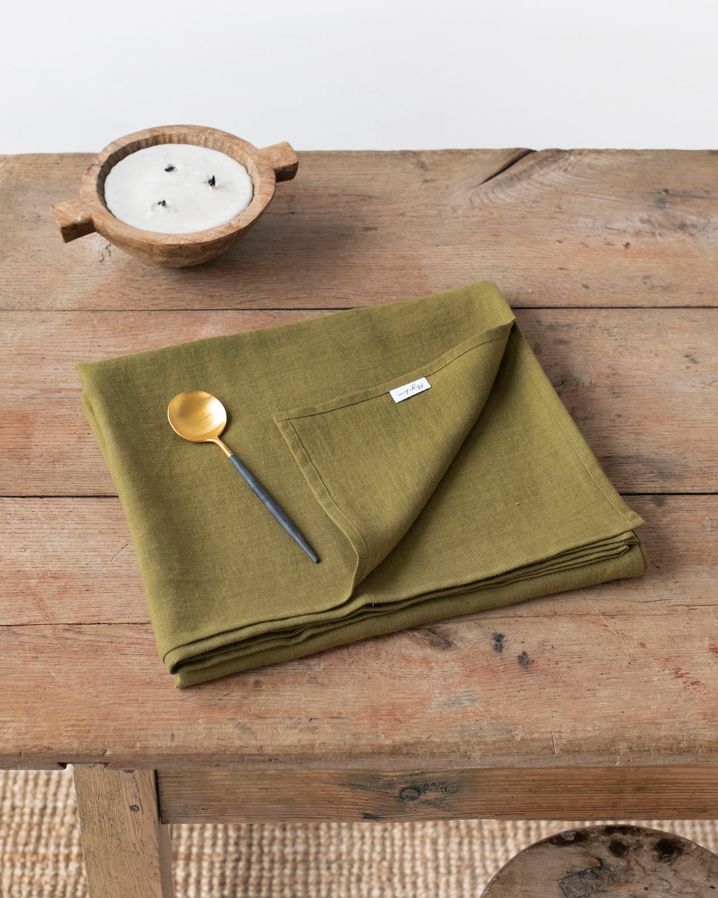 Olive Green Linen tablecloth - MagicLinen