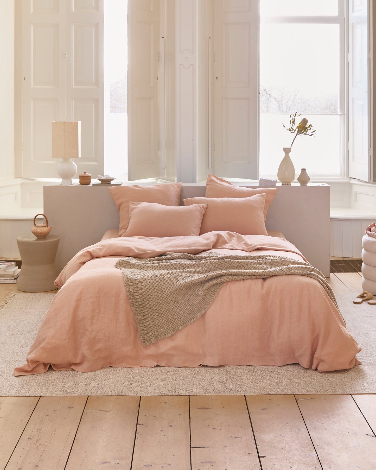 Peach linen duvet cover set (3 pcs) - MagicLinen