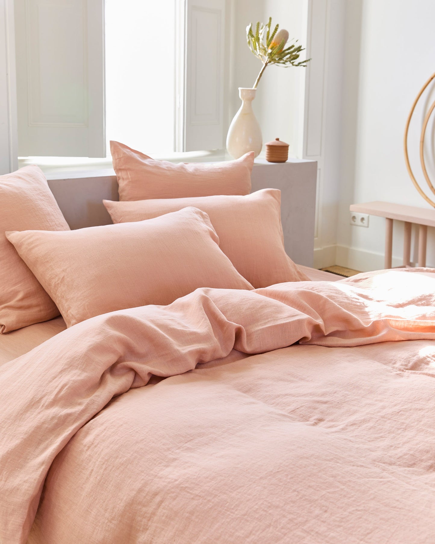 Peach linen duvet cover set (3 pcs) - MagicLinen