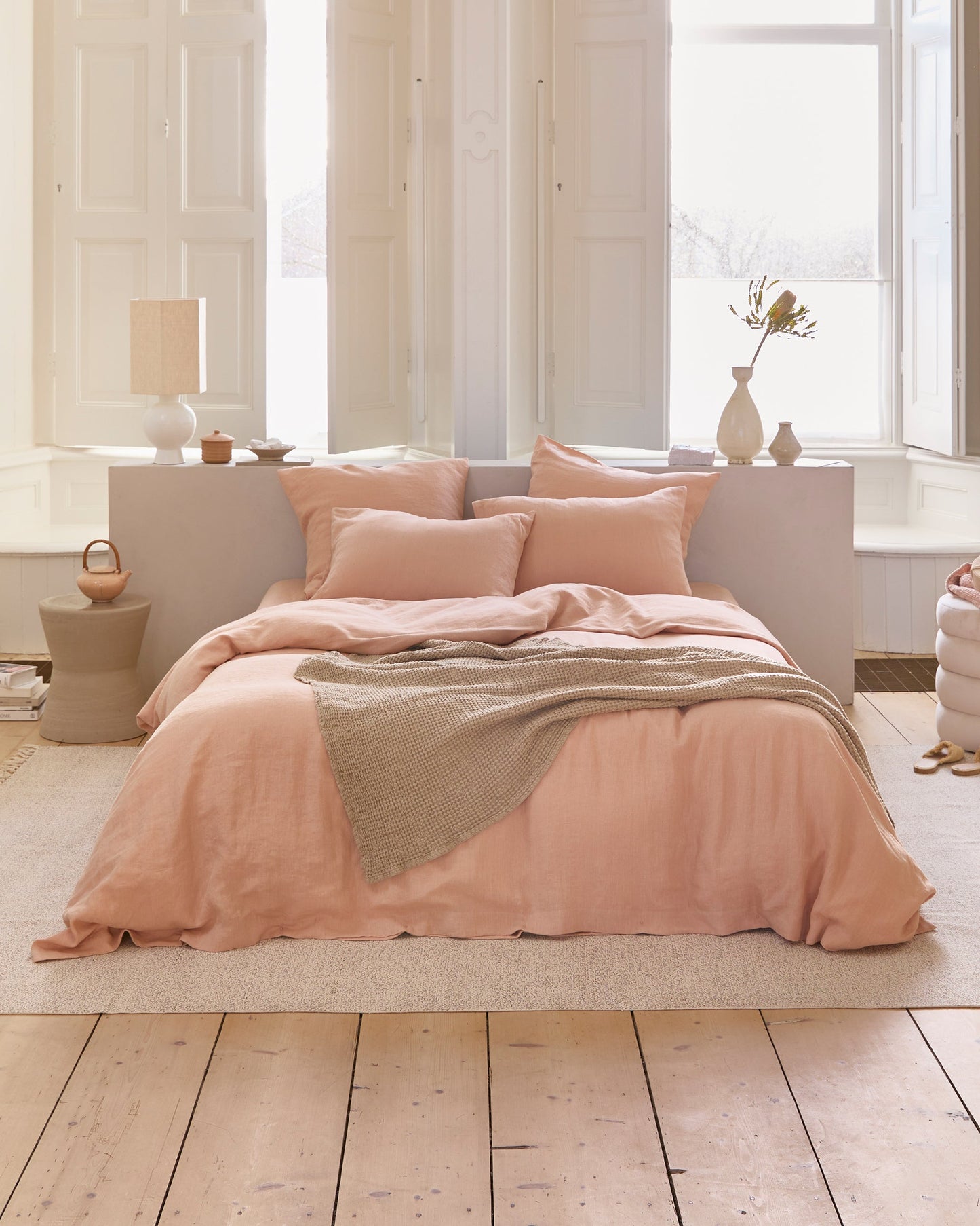Peach linen pillowcase - MagicLinen