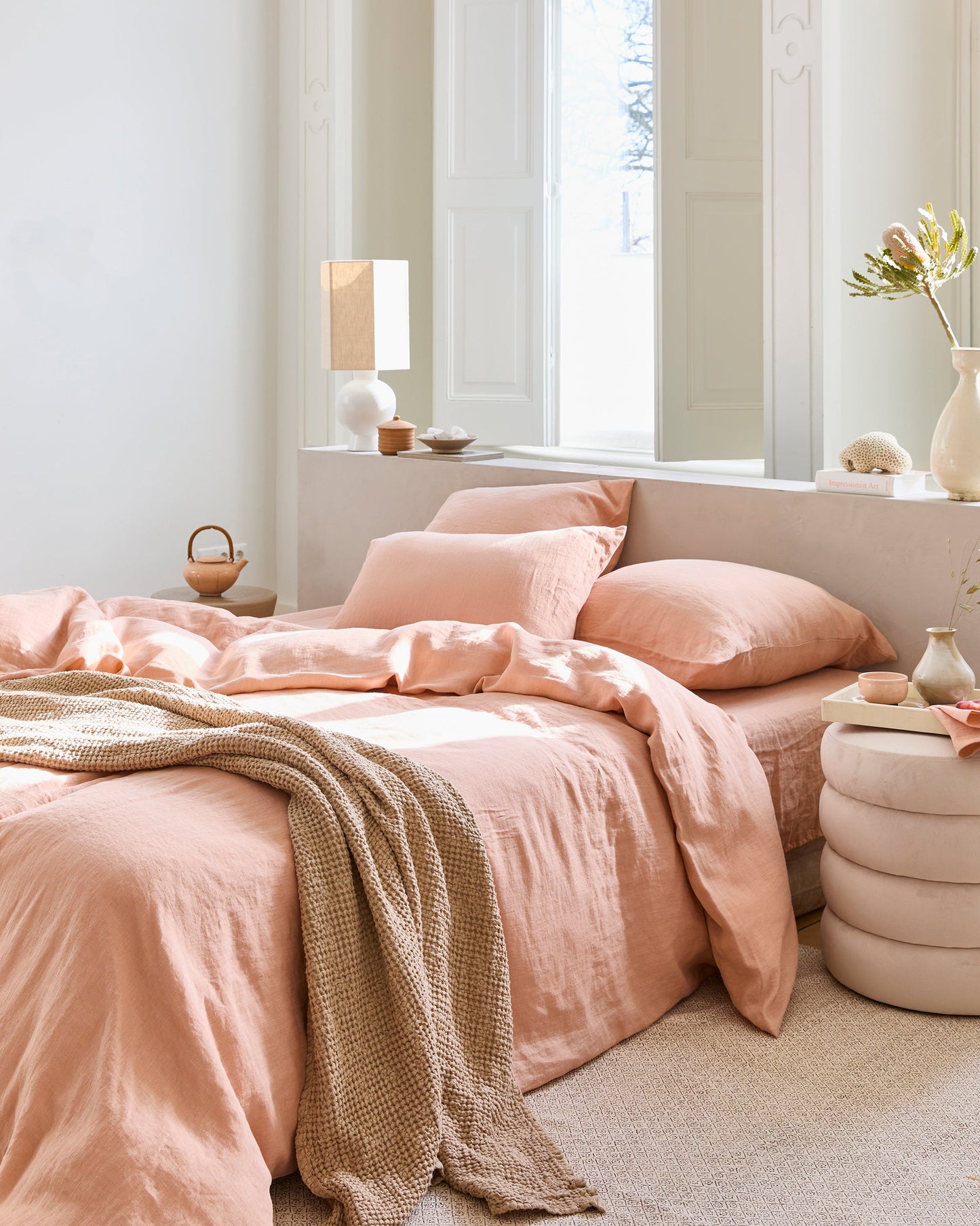 Peach linen pillowcase - MagicLinen
