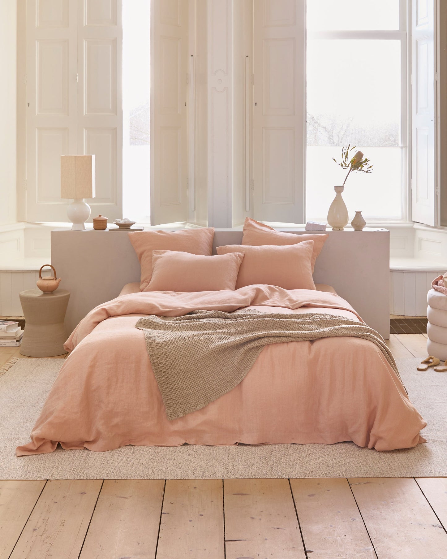 Peach linen sheet set (4 pcs) - MagicLinen